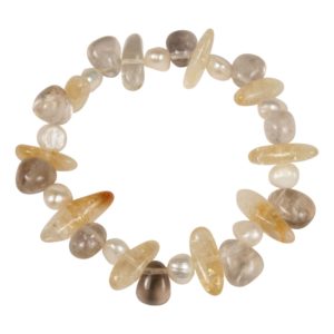 Edelsteen armband parel rookkwarts