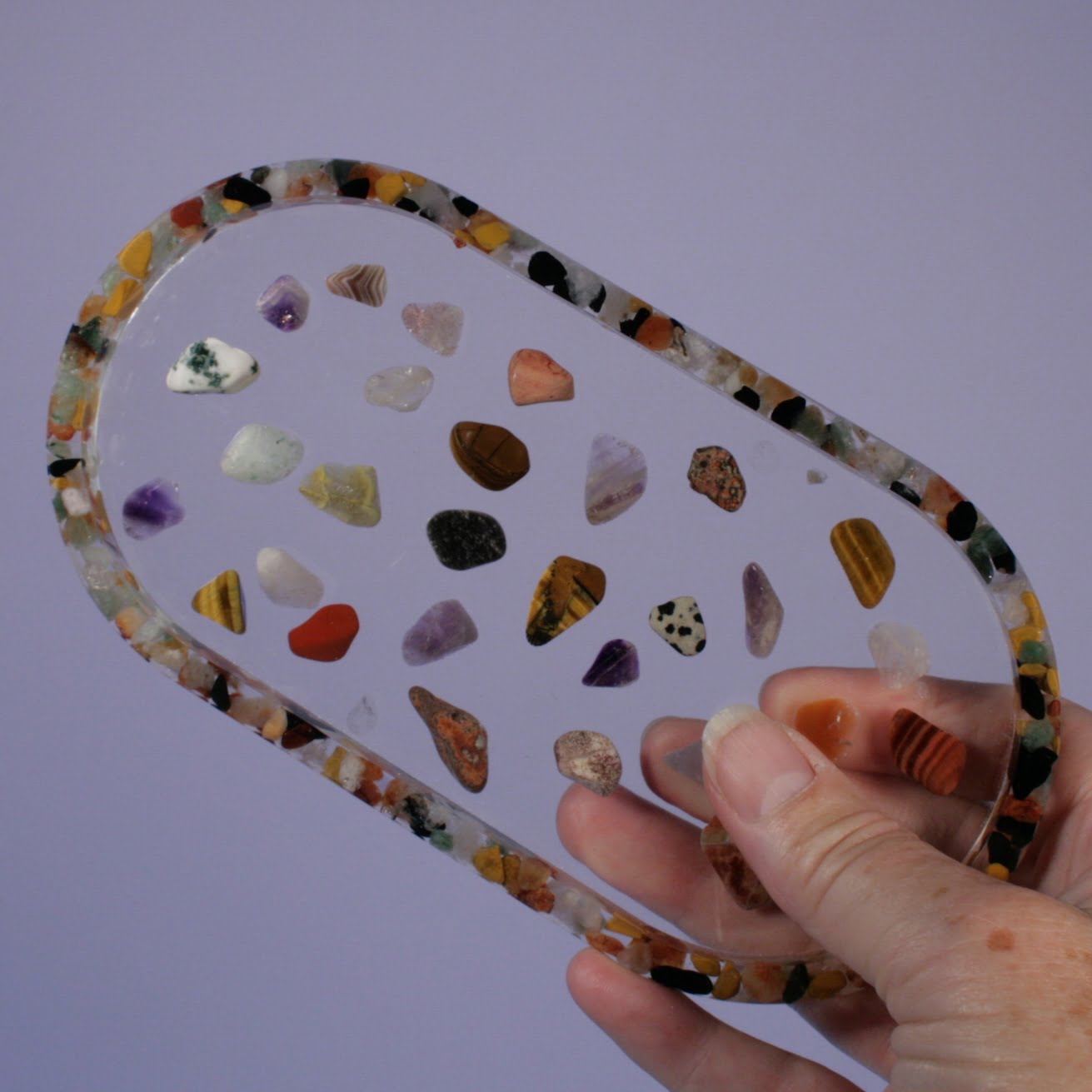 Edelstenen tray doorzichtig voor muur