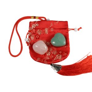Rode liefdesbuidel met 2 edelstenen