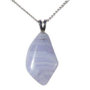 Edelsteen hanger Chalcedoon b ijs blauw