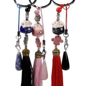 Edelsteen sleutelhanger lucky cat