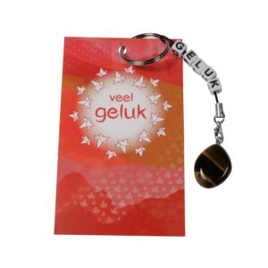 Kaartje geluk sleutelhanger Tijgeroog