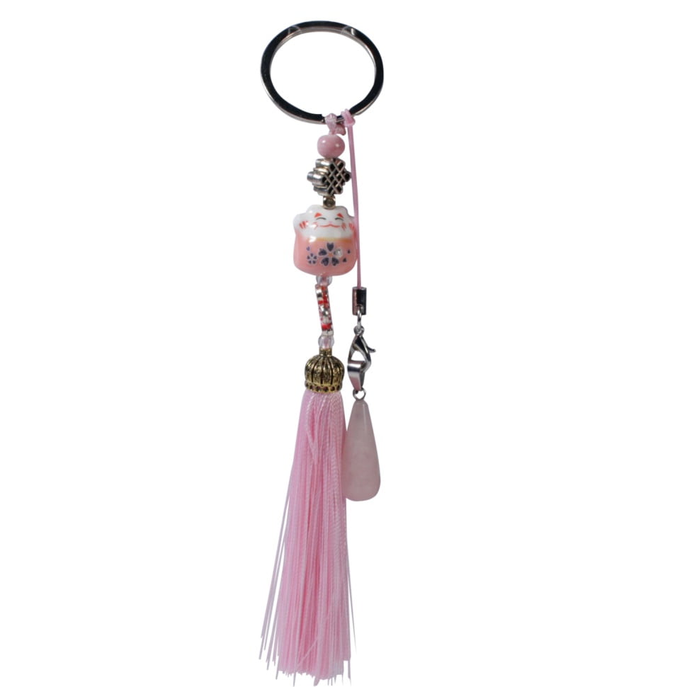 Sleutelhanger cat roze Rozenkwarts