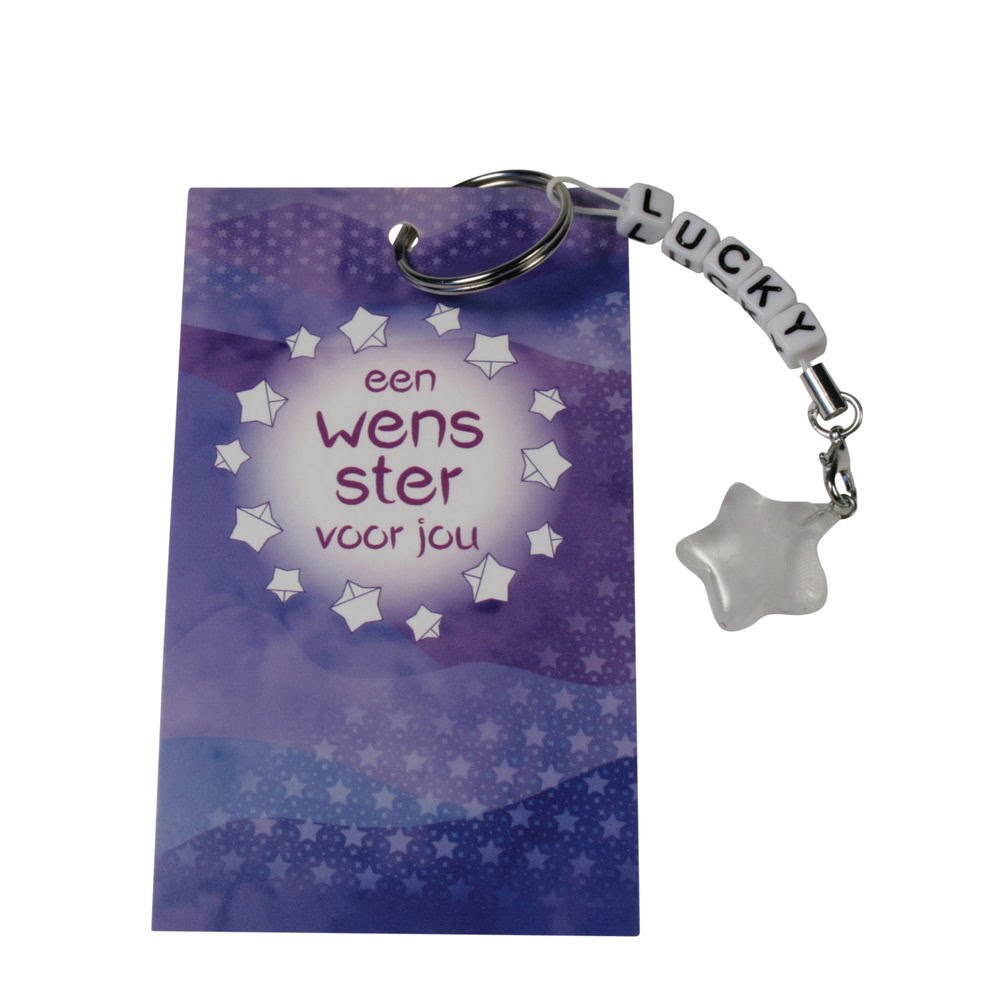 Wenskaartje Sleutelhanger Bergkristal sterretje