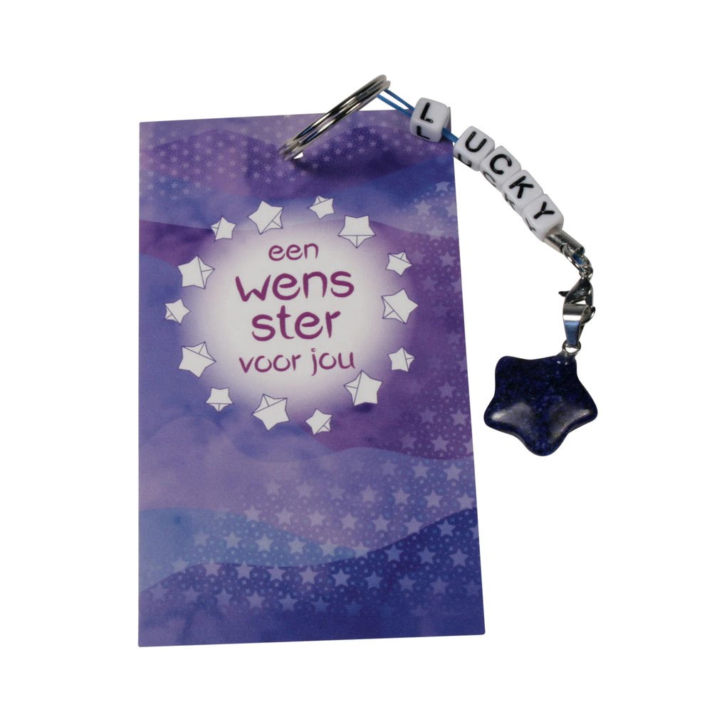 Wenskaartje sleutelhanger Amethist sterretje