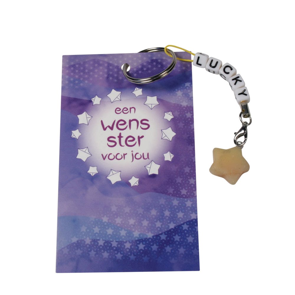 Wenskaartje sleutelhanger calciet sterretje