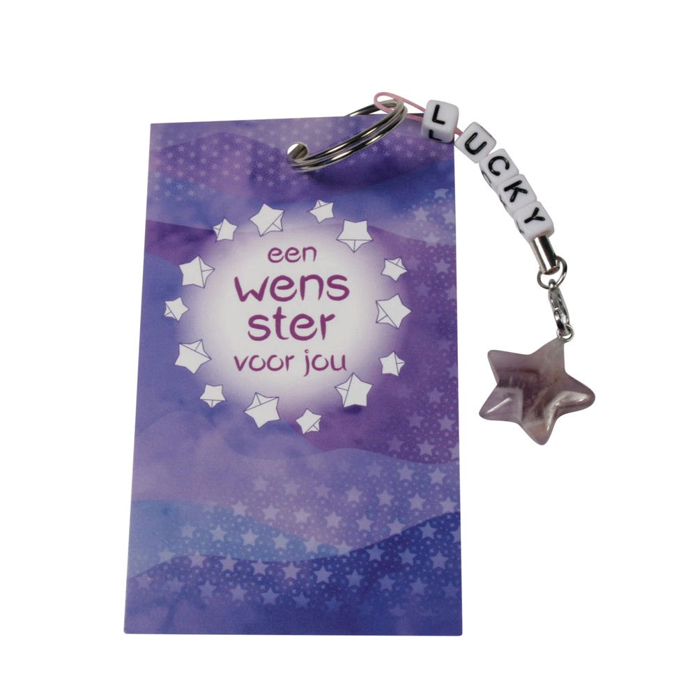 Wenskaartje sleutelhanger lucky star