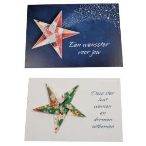 Wenskaartje origami ster. Met echte origami ster