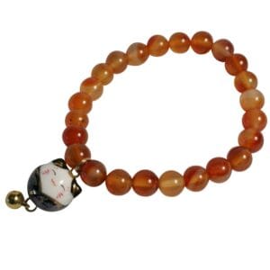 Bedelarmband Carneool Lucky cat