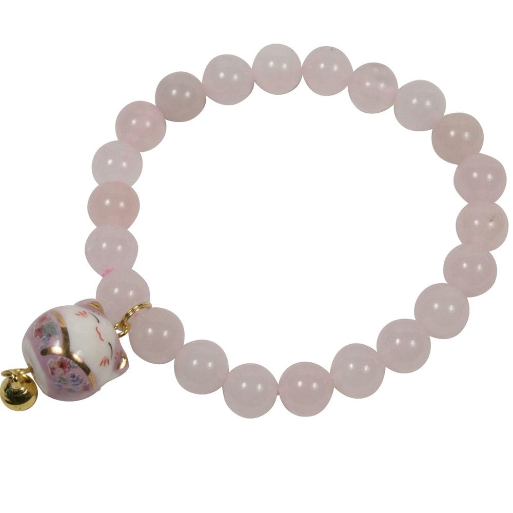 Bedelarmband Rozenkwarts Lucky Cat