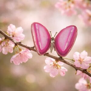 Edelsteen vlinder agaat roze lente sfeer