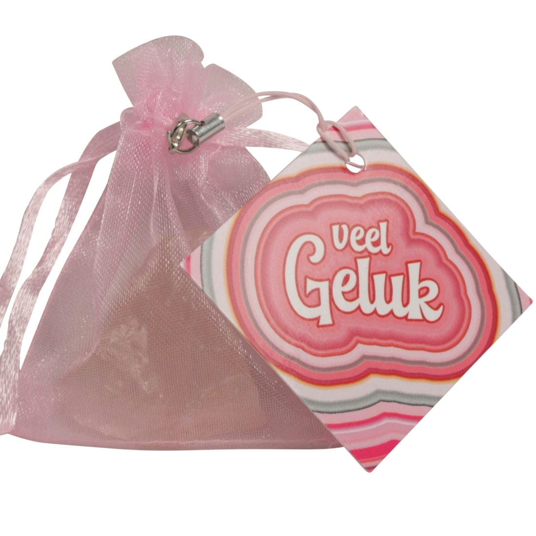 Edelsteen zakje Rozenkwarts + kaartje geluk