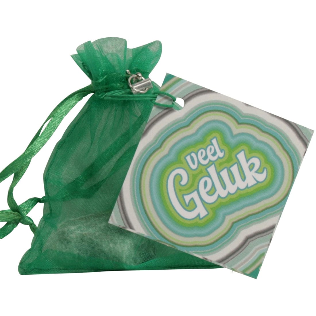 Edelsteen zakje geluk Aventurijn + kaartje