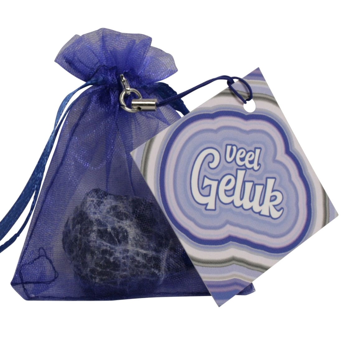 Edelsteen zakje geluk Sodaliet + kaartje