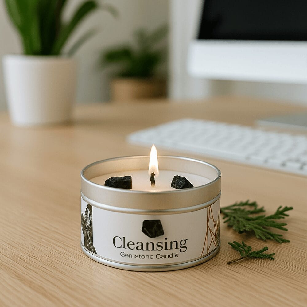 Sfeer foto edelsteen kaars Toermalijn