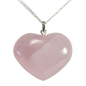 Rozenkwarts hart hanger met sterling zilver