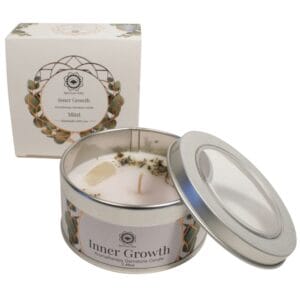 Edelsteen kaars Inner Growth Mint en Maansteen